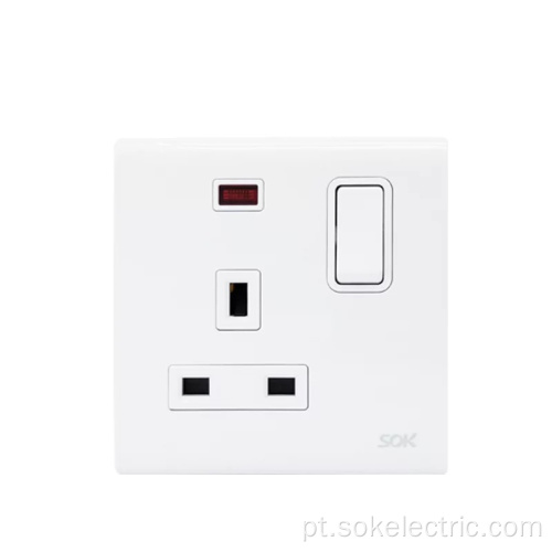 Tomada de interruptor de pólo duplo 13A250V com néon